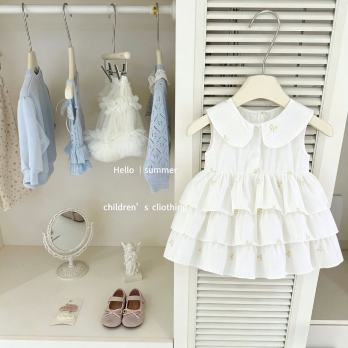Girls Sleeveless Dress Summer Baby Girl Bunny Ears Doll Collar Cotton Cake Dress