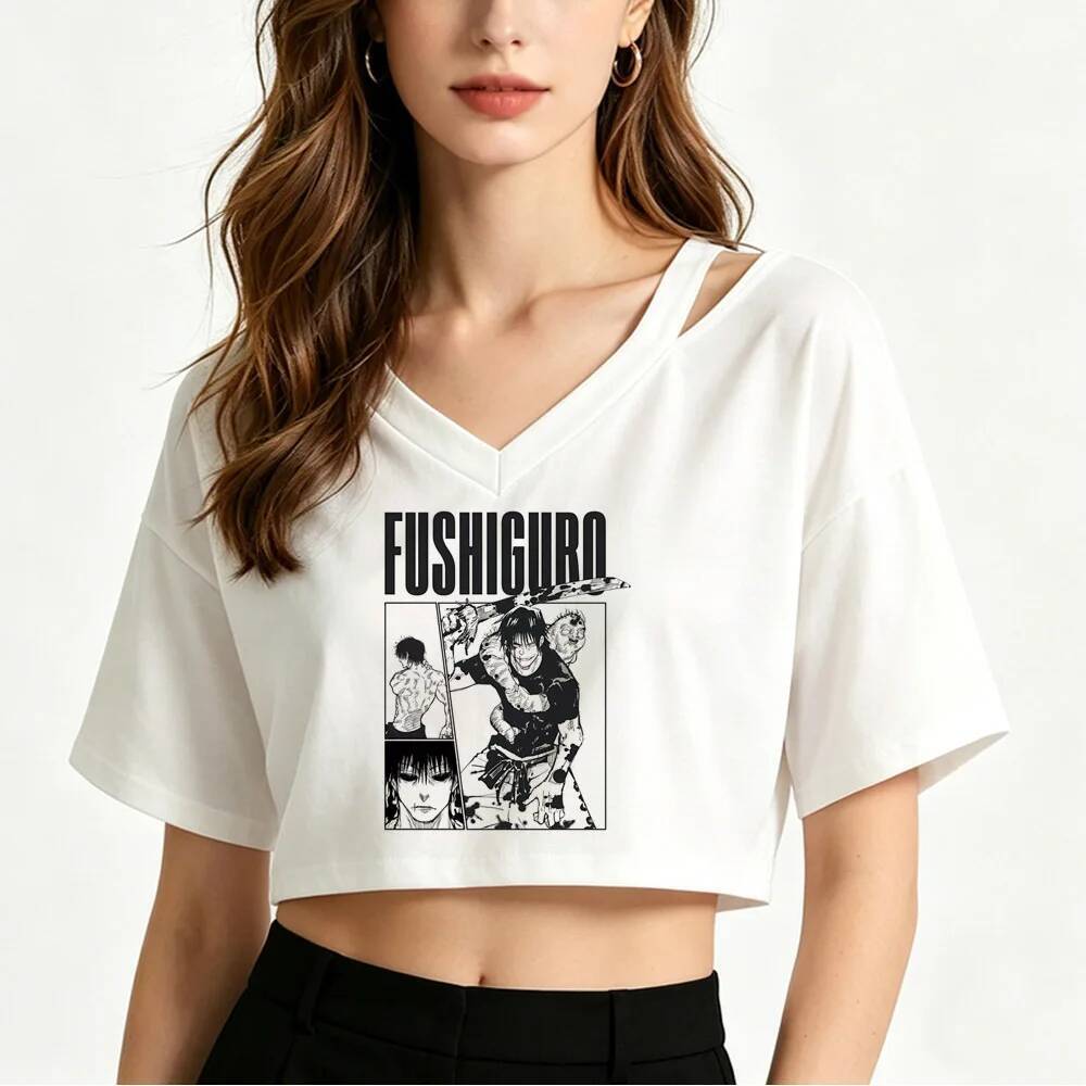 Jujutsu Kaisen Gojo crop top tuổi teen thay thế meme dễ thương cutecore emo top tees nhật bản kawaii