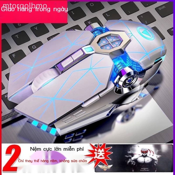 (Mới về) Chuột cơ học có E-Sports với cáp kéo dài 2m không dây sạc lại, chuột để bàn im lặng cho la