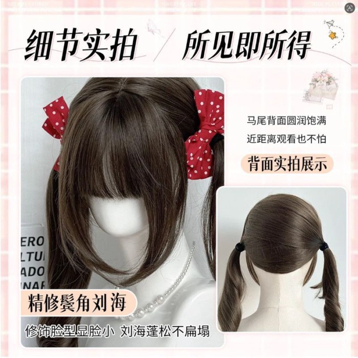 [Đuôi ngựa buộc cao] lolita lolita lolita lolita jk Mũ đội đầu đầy đủ đuôi ngựa đôi đuôi ngựa