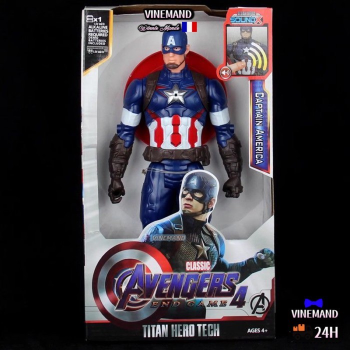 Kho Hà Nội🚚30cm Avengers Iron Man Hulk Captain America Black Panther Spider-Man Action Figure Sound 