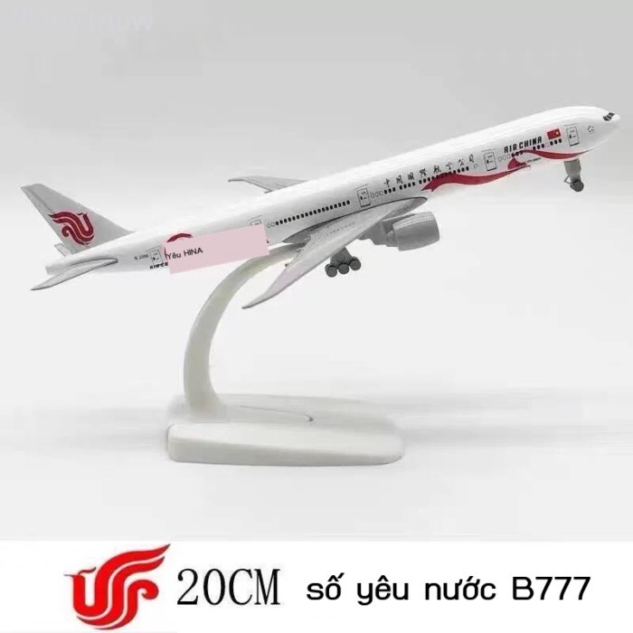 [GIÁ TỐT CHỌN MẪU] Mô máy bay Boeing 777 bằng hợp kim 47cm có chân chống hạ cánh, vật trang trí mô