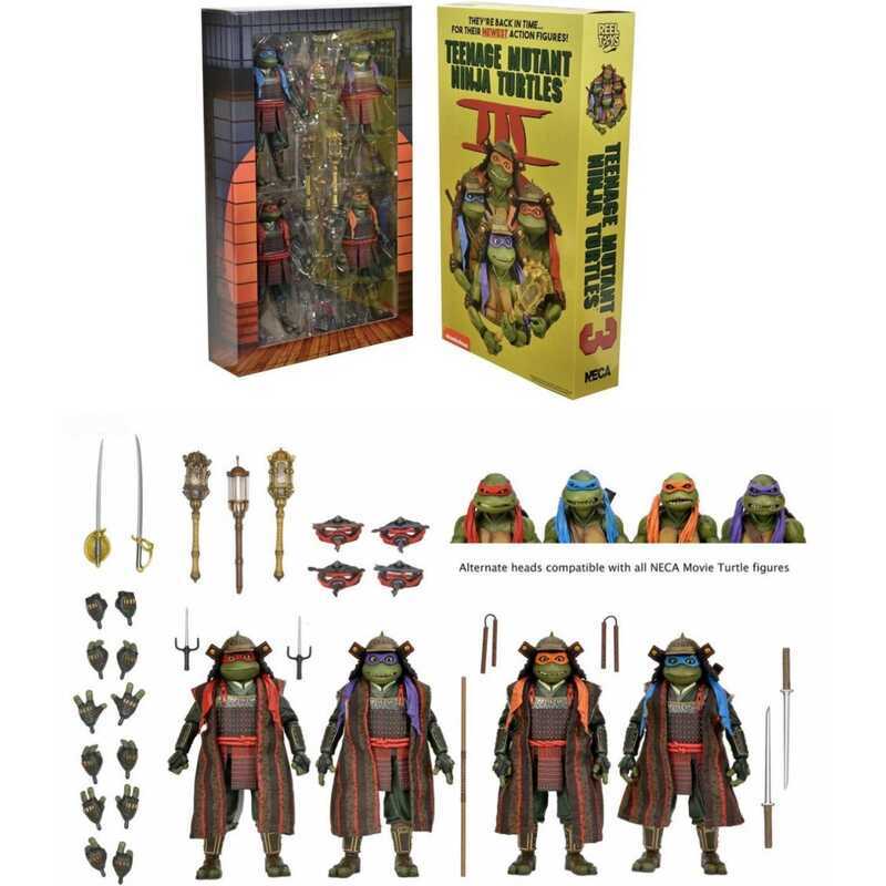 Bộ vật hành động NECA phim Teenage Mutant Turtles 3: Samurai Ninja Turtles, bộ 4 nhân vật, mô hình 7