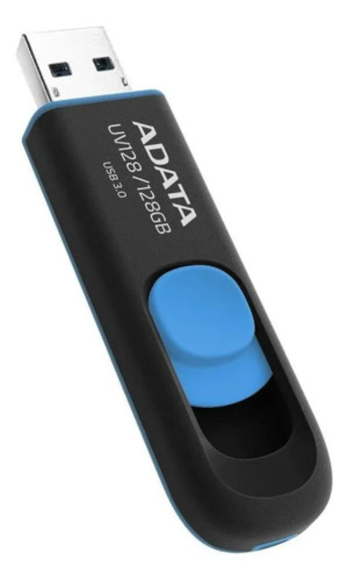 Memoria Usb Adata Uv128 128gb 3.2 Gen 1 Negro Y Azul. f25