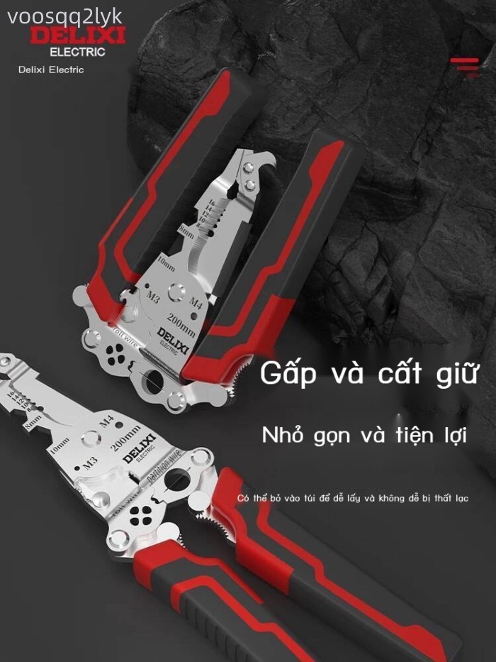 (HÀNG HOT) Kìm điện có thể gập lại Delixi Electric, kìm cắt tuốt dây đa chức năng dành cho thợ điện