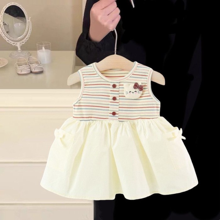 Girls Summer Dress New Fashionable Baby Thin Striped Tank Top One-Year-Old Baby Summer Dress