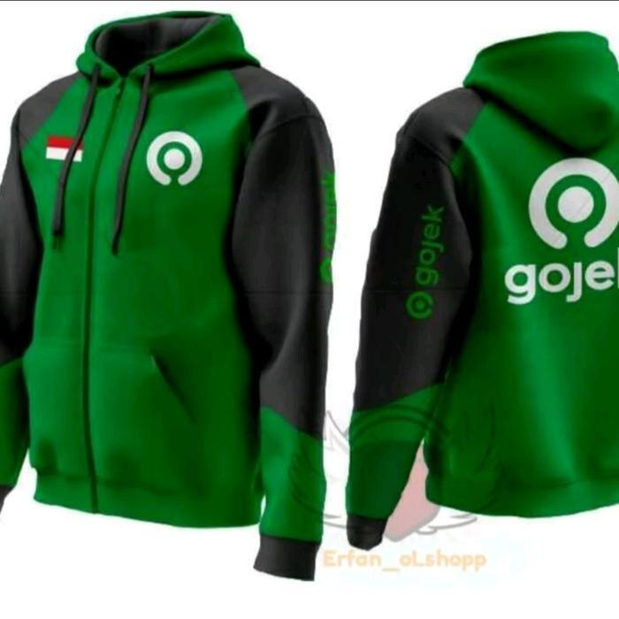 JAKET HOODIE ZIPPER SWEATER PULLOVER GOJEK OJEK TRỰC TUYẾN KUTALITAS KATUN Lông Cừu CAO CẤP Pria Ker