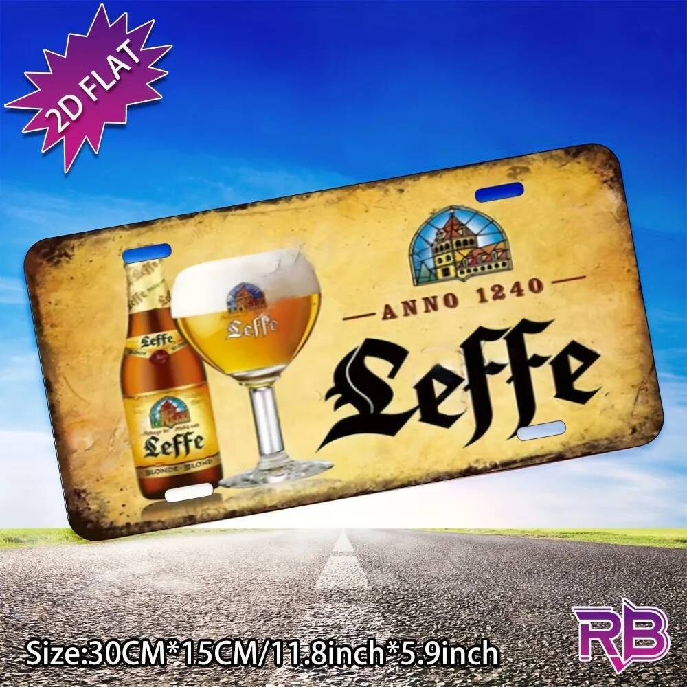 "Leffe Blonde Beer Anno 1240" Dấu hiệu thiếc nhôm phẳng 2D cổ điển dành cho những người yêu thích bi
