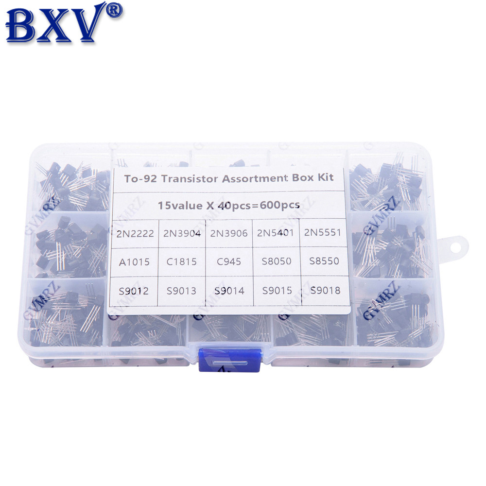 Bộ phân loại Transistor 600 CÁI TO-92 - 15 giá trị x 40 chiếc NPN & PNP BJT Transistor (Bao gồm 2N22