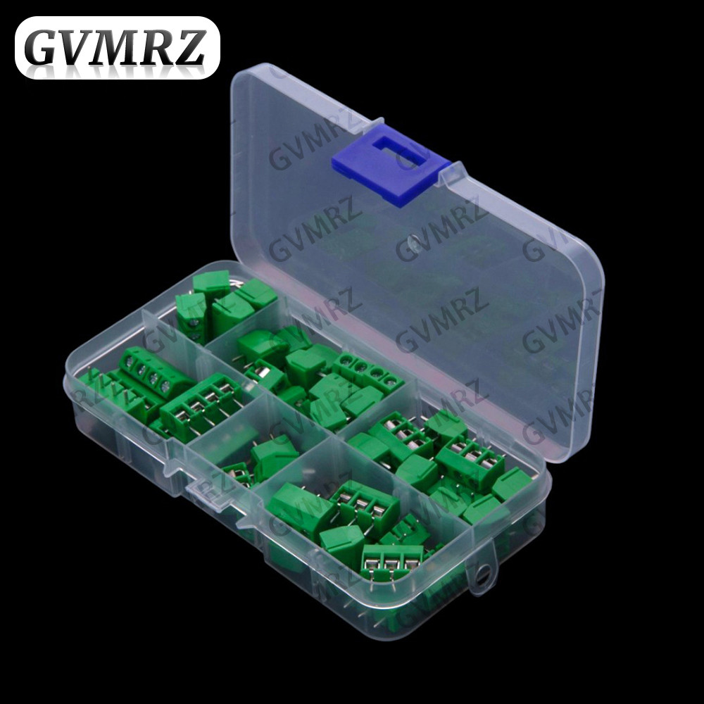Bộ 50 5.0MM KF301-2P KF301 2P 3P 4P Khối Thiết Bị Đầu Cuối PCB Nối Cắm Xanh KF301-3P KF301-4P