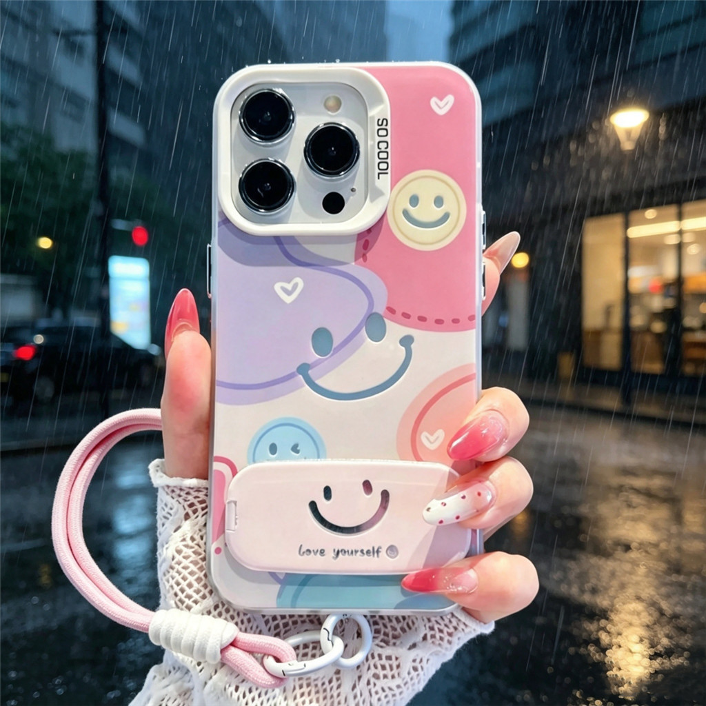 Ốp Điện Thoại TRENDY Dễ Thương Có Đế Gương & Dây Buộc Chống Trầy Xước Cho Samsung A56 A36 5G A57 A23