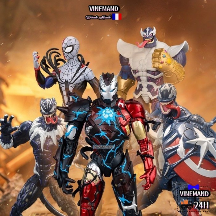 Kho Hà Nội🚚Toy Venom Series Iron Man Spider-Man Captain America Black Panther Thanos Action Figure