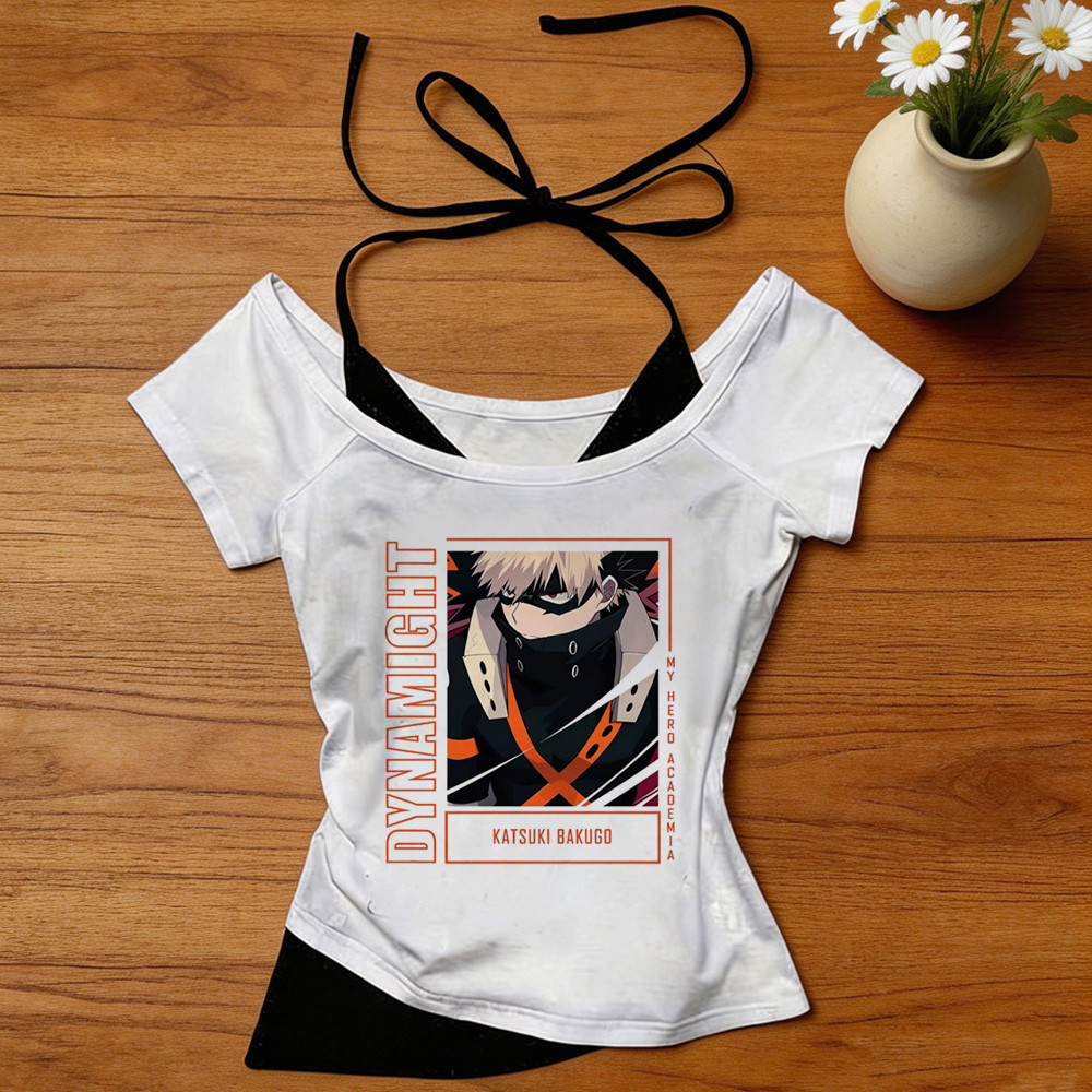 Bakugo crop top girl baddie harajuku ngộ nghĩnh gyaru thời trang hàn quốc áo thun manga gyaru giải p
