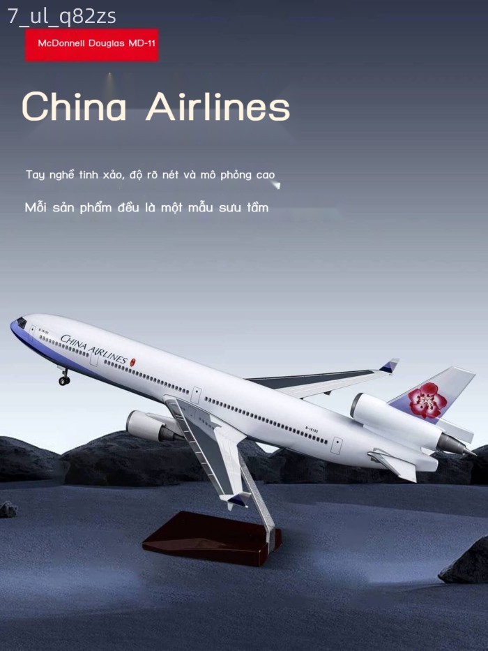 (Giá Hủy Diệt) Mô hàng MD-11 FedEx, hình mô phỏng, máy bay chở khách của China Airlines, có đèn, dù