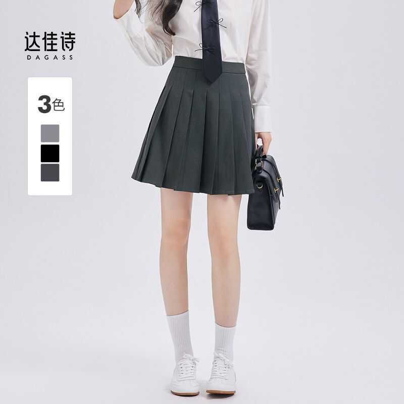 [Dajia Shi] ngắn đen dành cho nữ, Trang phục tinh tế, chữ A mới 2026, Váy xếp ly phong cách học sinh