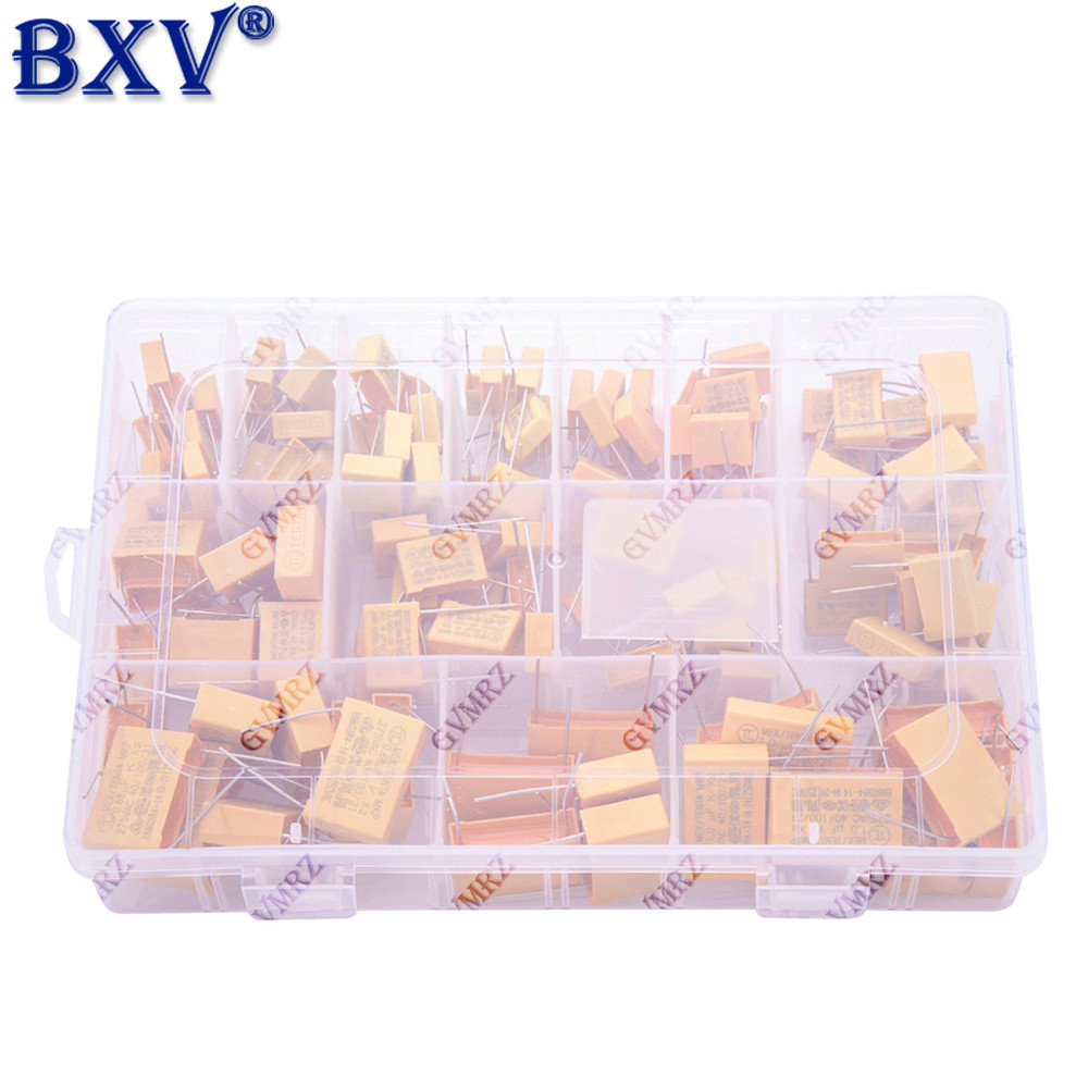 Bộ phân loại tụ điện an toàn 135 CÁI X2 - 14 giá trị (1nF đến 1μF, 275VAC) Tụ điện ức chế nhiễu màng