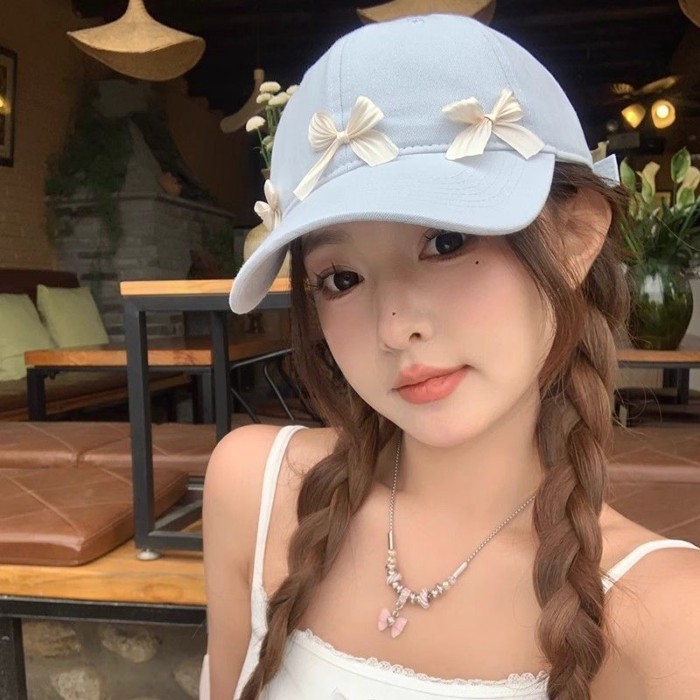 Korean Niche Ins Style Three-dimensional Bow Peaked Hat Sweet Girl Advanced Bow Soft Top Gloss