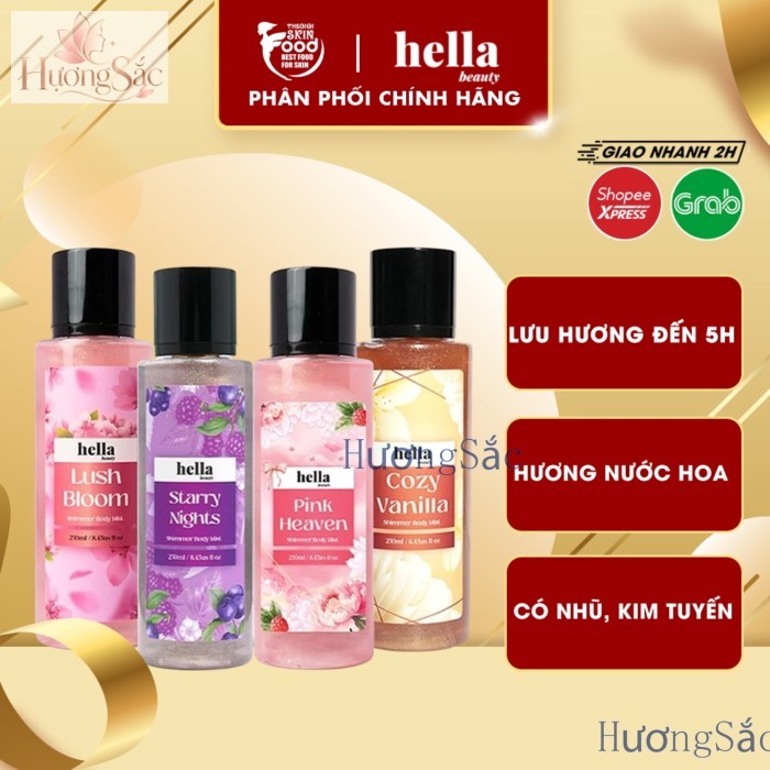 Xịt thơm toàn thân Hella Beauty hương nước hoa Hella Beauty Body Mist 250ml thegioiskinfood
