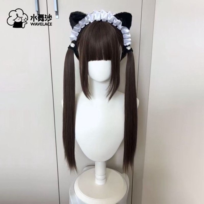 [Buộc đuôi ngựa] lolita Double Ponytail Tóc thẳng dài lolita lolita jk Mô phỏng hàng ngày Tóc giả co