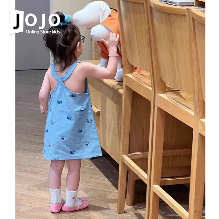 Korean Children's Clothing Girls Dress Summer New Fashion Style Children's Blue Cute Skirt Kt