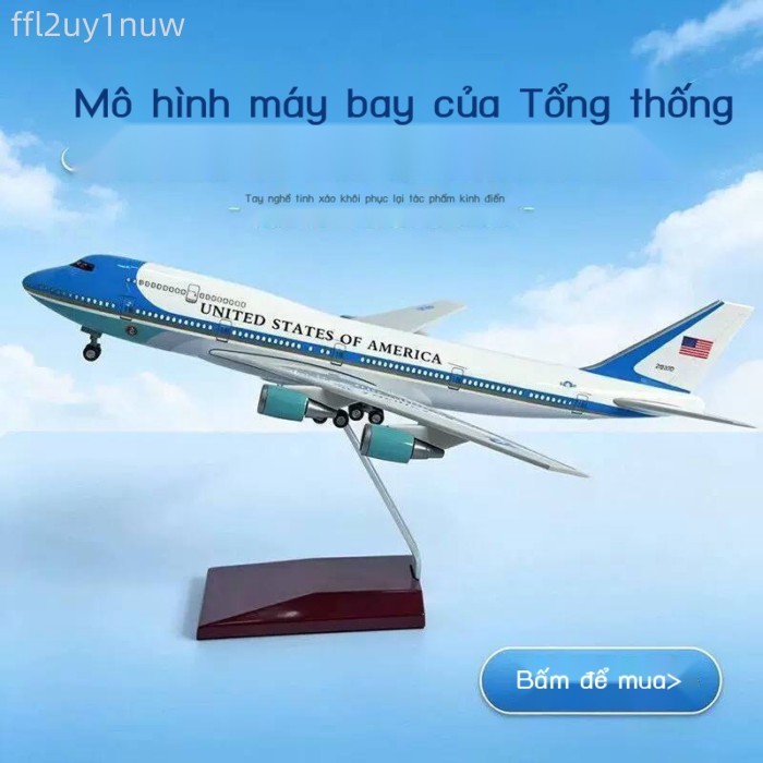 [GIÁ SỐC] Mô hình American Air Force One dài 47cm có đèn, mô phỏng máy bay chở khách Boeing 747 dân