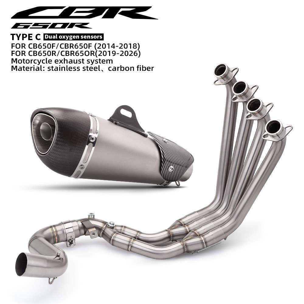Hệ thống xả toàn bộ xe máy Ống trước với 2 cảm biến oxy Bộ giảm thanh trượt cho CBR650F CBR650 Tương