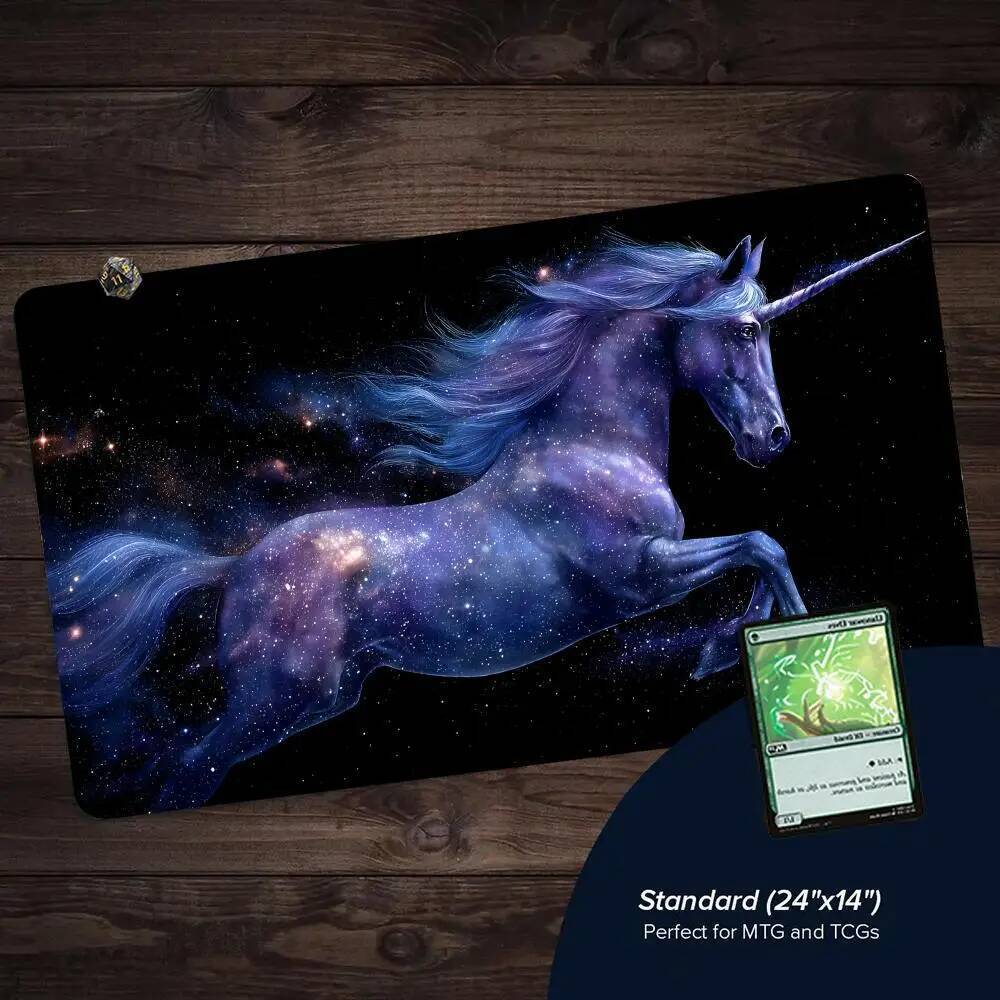 Chủ đề bầu trời đầy sao Thiết kế kỳ lân MTG Playmat Magic Card Battle Mat Chống trượt Khâu cạnh thon