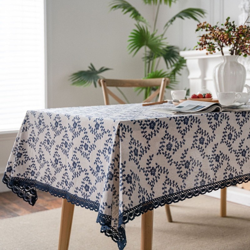 Yimanqi Yun Hải Quân Xanh Mận In Mục Vụ Vải Lanh Cotton Khăn Trải Bàn Khăn Trải Bàn Hộ Gia Đình Bao 
