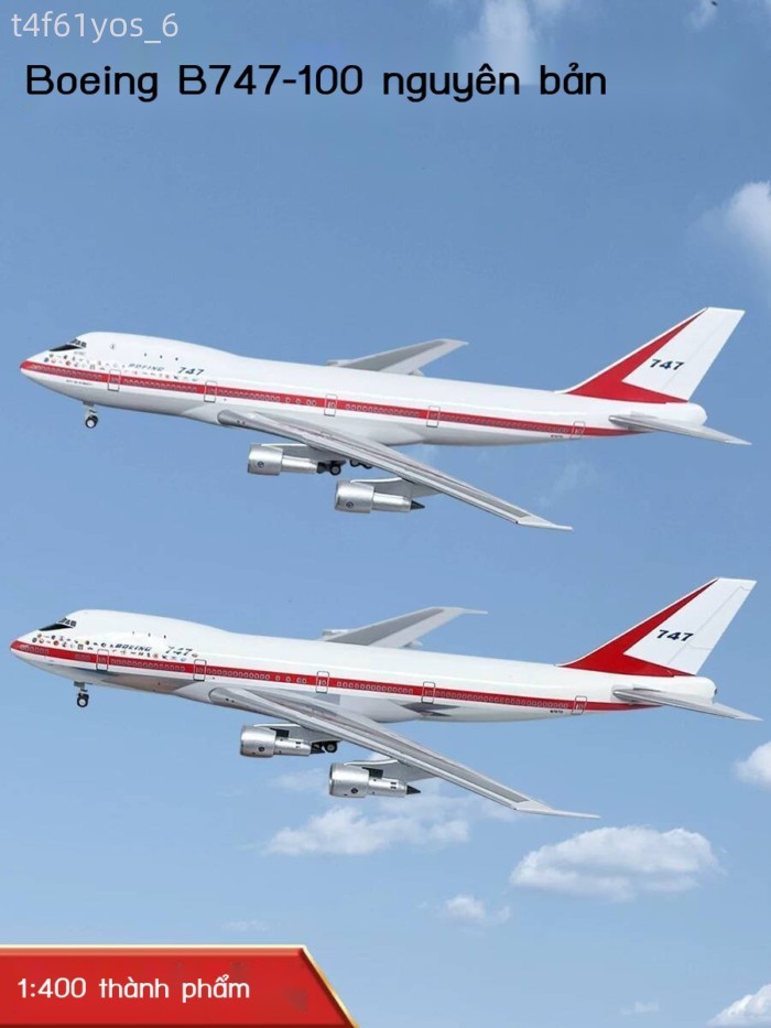 (Date mới) Mô Boeing B747-100 bản tỷ lệ 1:400, máy bay chở khách nguyên mẫu N7470, hình hợp kim mô