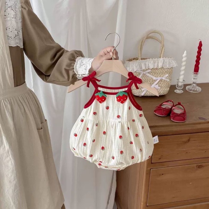 Dopamine Outfit Baby Clothes Summer Girl Baby Girl One-piece Thin Sling Baby Summer Clothes For