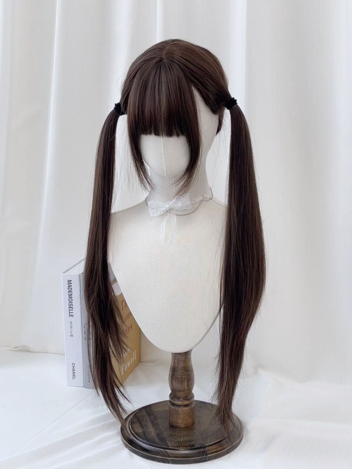 [Đuôi ngựa buộc cao] 75CM Influencer lolita Double Ponytail lolita lolita lolita jk Bộ tóc giả đuôi 