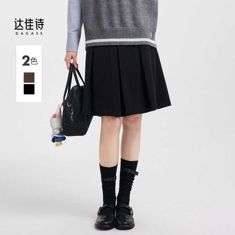 [Dajia Shi] Váy xếp ly đen dành cho nữ, kiểu mới 2026, ngắn Hàn Quốc, trẻ trung, phong cách học đườn