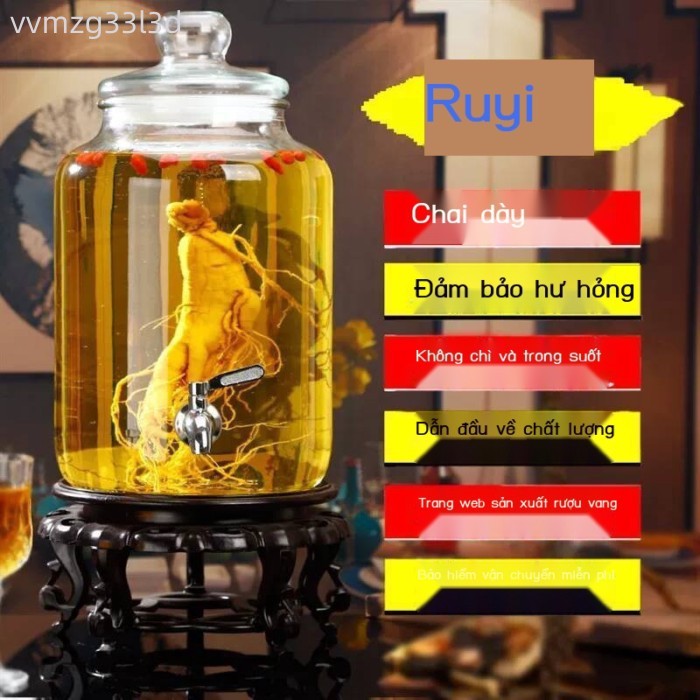 HOT- [ Ảnh thật ] thủy tinh pha ngâm, đựng rượu dùng trong gia đình, bình kín có vòi, 5 pound 5kg 1