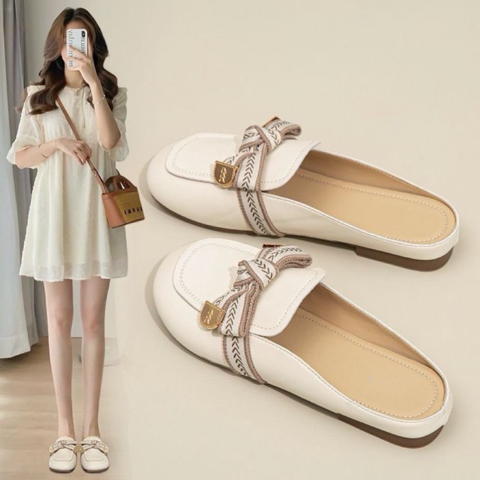 Internet Celebrity Special Price Small Fragrant Style Baotou Half Slippers Flat New Style Out