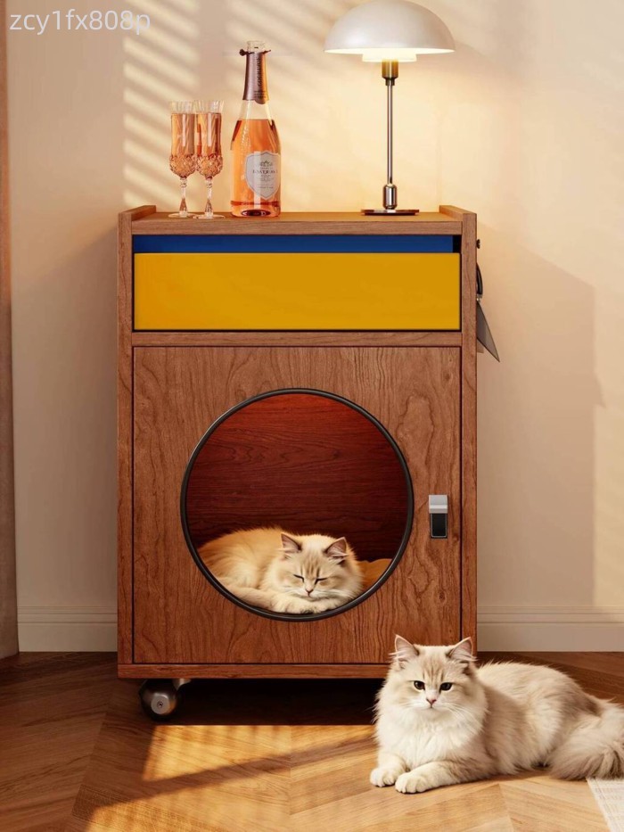 [ Siêu Tiết kiệm] Bàn đầu phong cách cổ điển July's Cat với ổ mèo tích hợp, chó và giường mèo, tủ đ