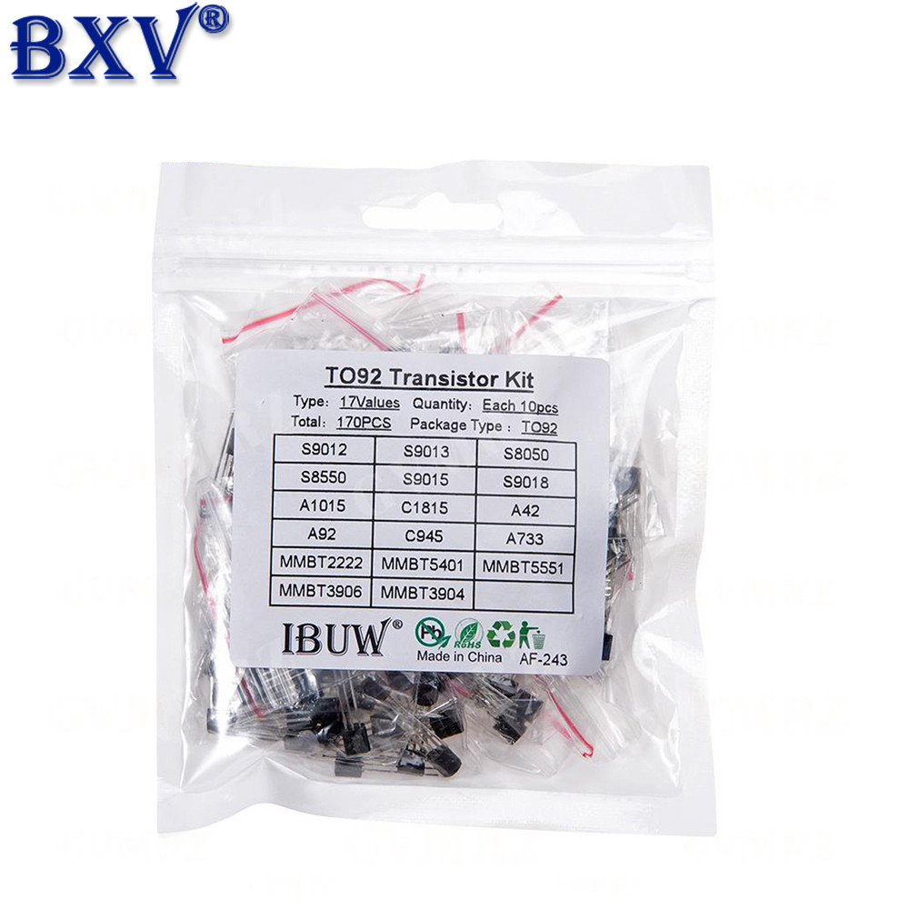 170 CÁI TO-92 Bộ phân loại Transistor - 17 giá trị (Bao gồm S9012, S9013, S8050, C1815) NPN & PNP BJ