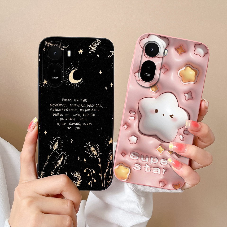 Ốp Cho Xiaomi Poco C81 C81 Pro C81x Ngôi Sao Hoạt Hình Dễ Thương Vuông Silicon Lỏng Chống Sốc Bền Ch