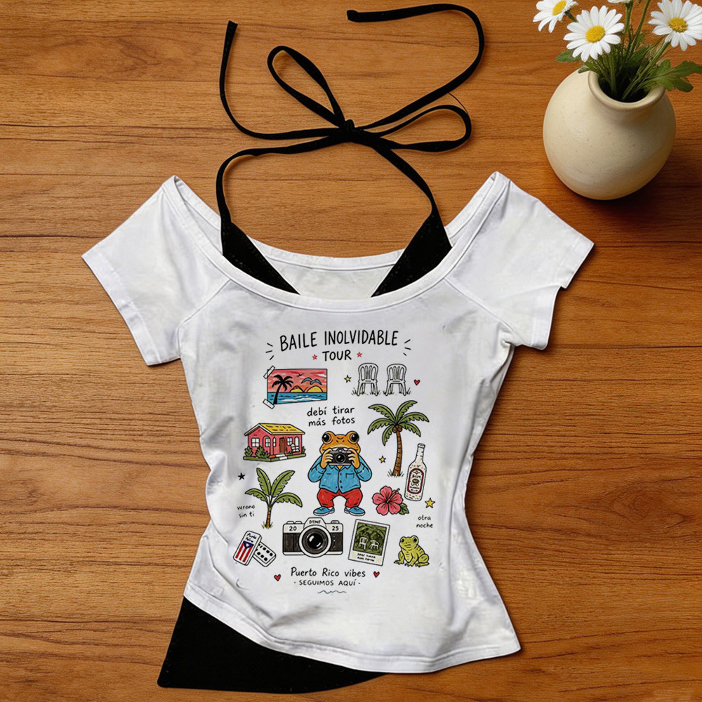 Bad Bunny crop top nữ grunge ngộ nghĩnh y2k giải phóng mặt bằng nhật bản top tee thời trang hàn quốc