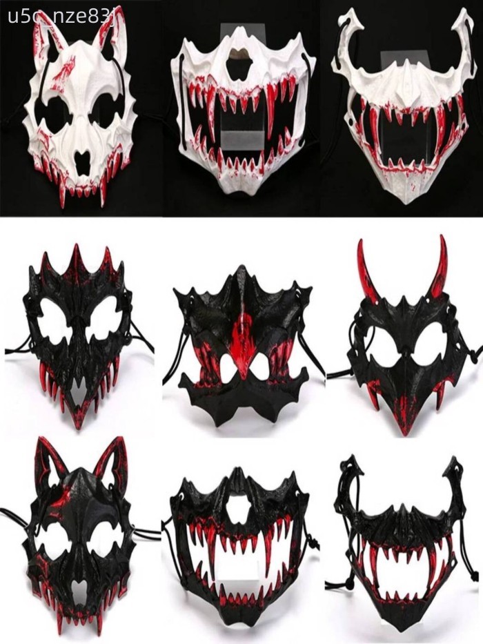 [VIP] Halloween 2D nửa mặt chảy máu, Hổ dữ, Yaksha, Tengu, người sói, Mặt nạ biểu diễn tiệc cospla