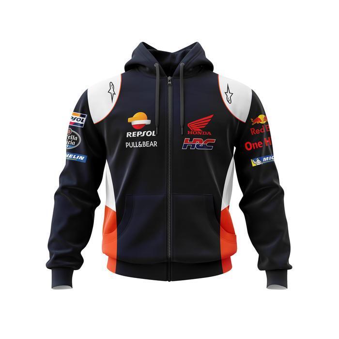 Jaket Áo Hoodie Honda Repsol Racing Moto GP 2021 HRC Racing Biru - S