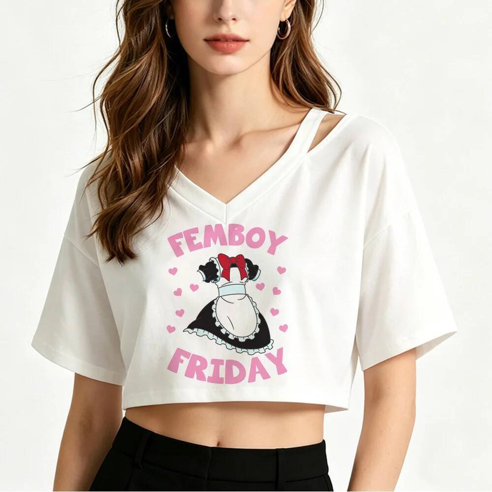 Femboy crop top shoujo harajuku đồ họa cảnh emo kawaii t áo dễ thương bữa tiệc gothic jojifuku