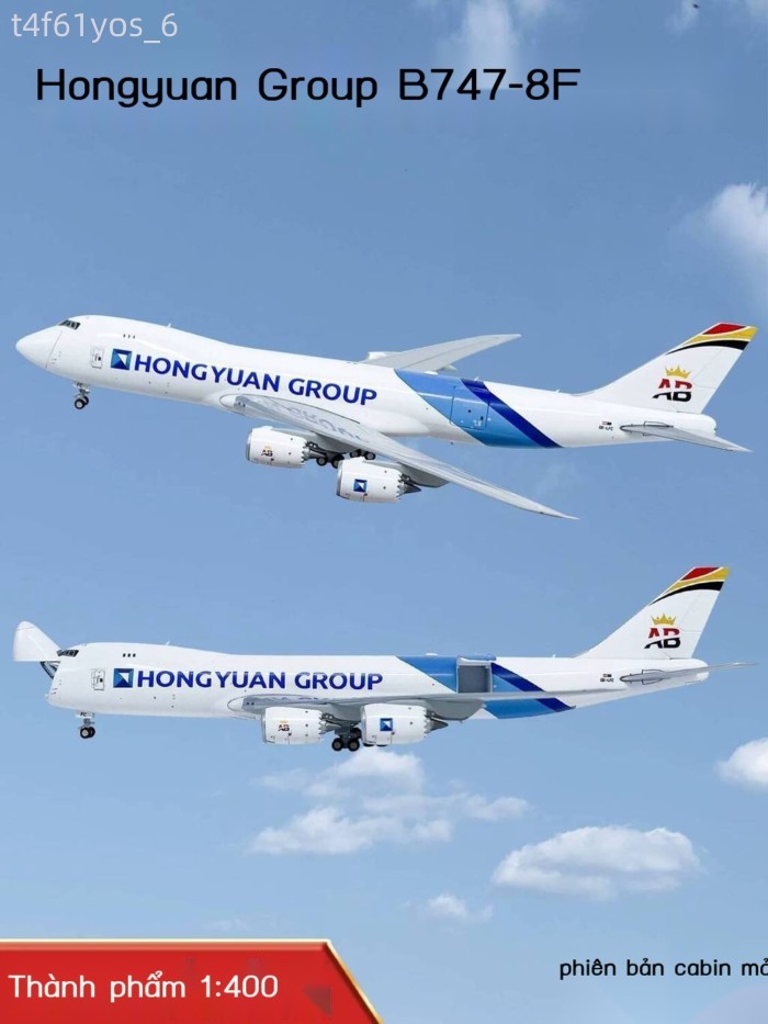 (Giá Hủy Diệt) Mô hình hợp kim mô phỏng máy bay chở khách B747-8F phiên bản mở cửa của Tập đoàn Hon