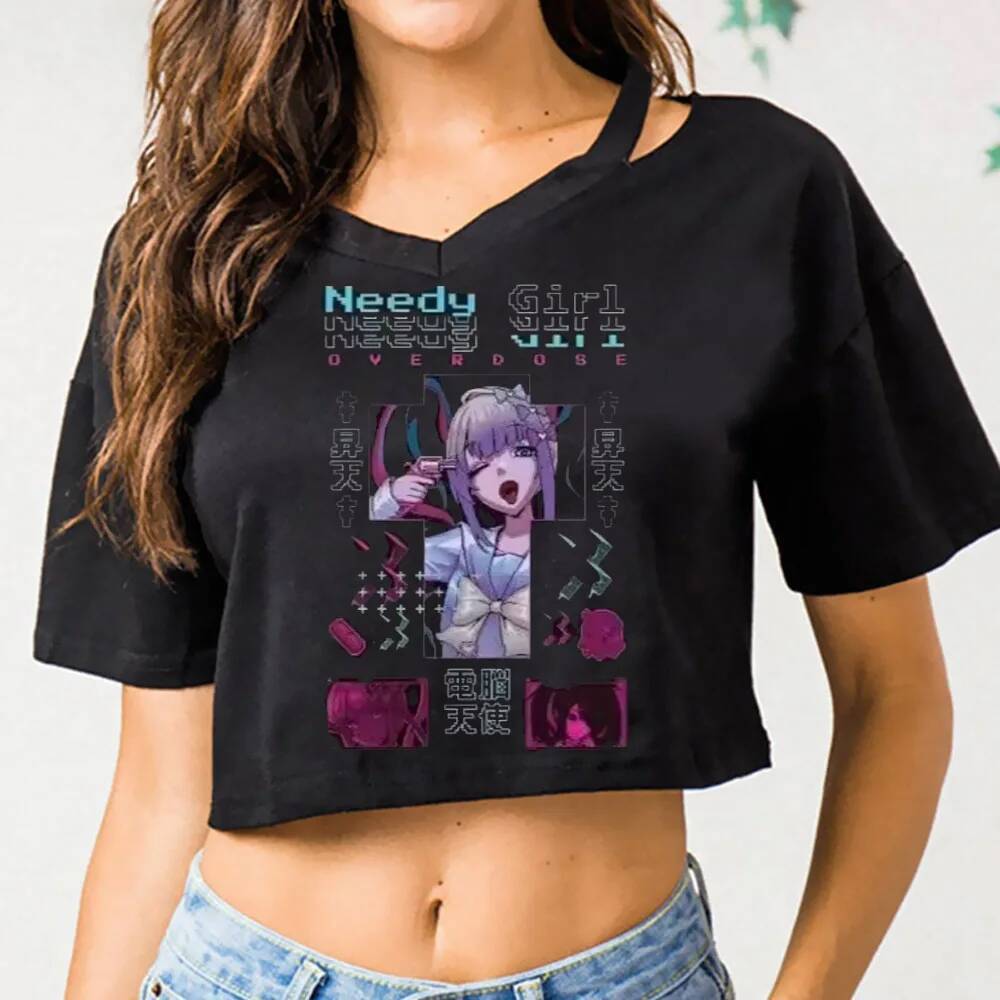 Needy Girl Overdose Crop top shoujo manga Đảng kawaii meme goth t Áo Cảnh anime dollette