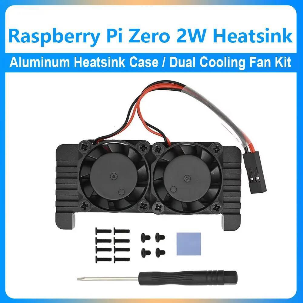 Vỏ tản nhiệt bằng nhôm Raspberry Pi Zero 2W với bộ quạt làm mát kép cho Raspberry Pi Zero / Zero w