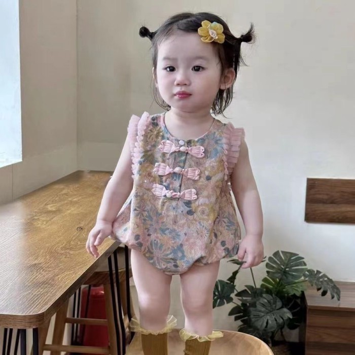 Baby Clothes, Summer Clothes, Sleeveless One-piece Baby Girl, Chinese Style Hanfu, Full Moon 100