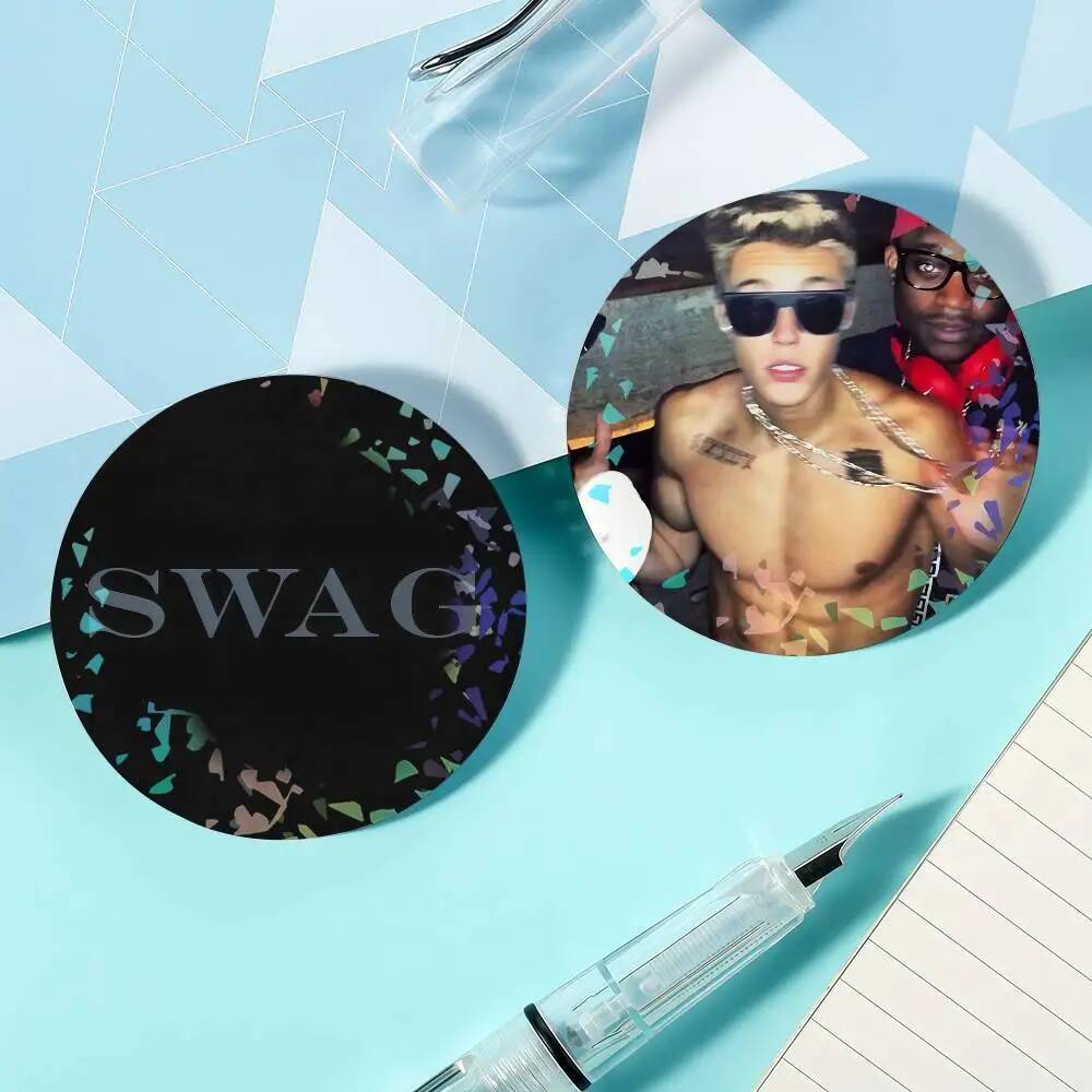 Hot Singer J-Justin Swag B-Bieber-S Laser Huy Hiệu Ensemble Ve Áo Chân Cho Ba Lô Cặp Ngắn Thổ Cẩm Qu