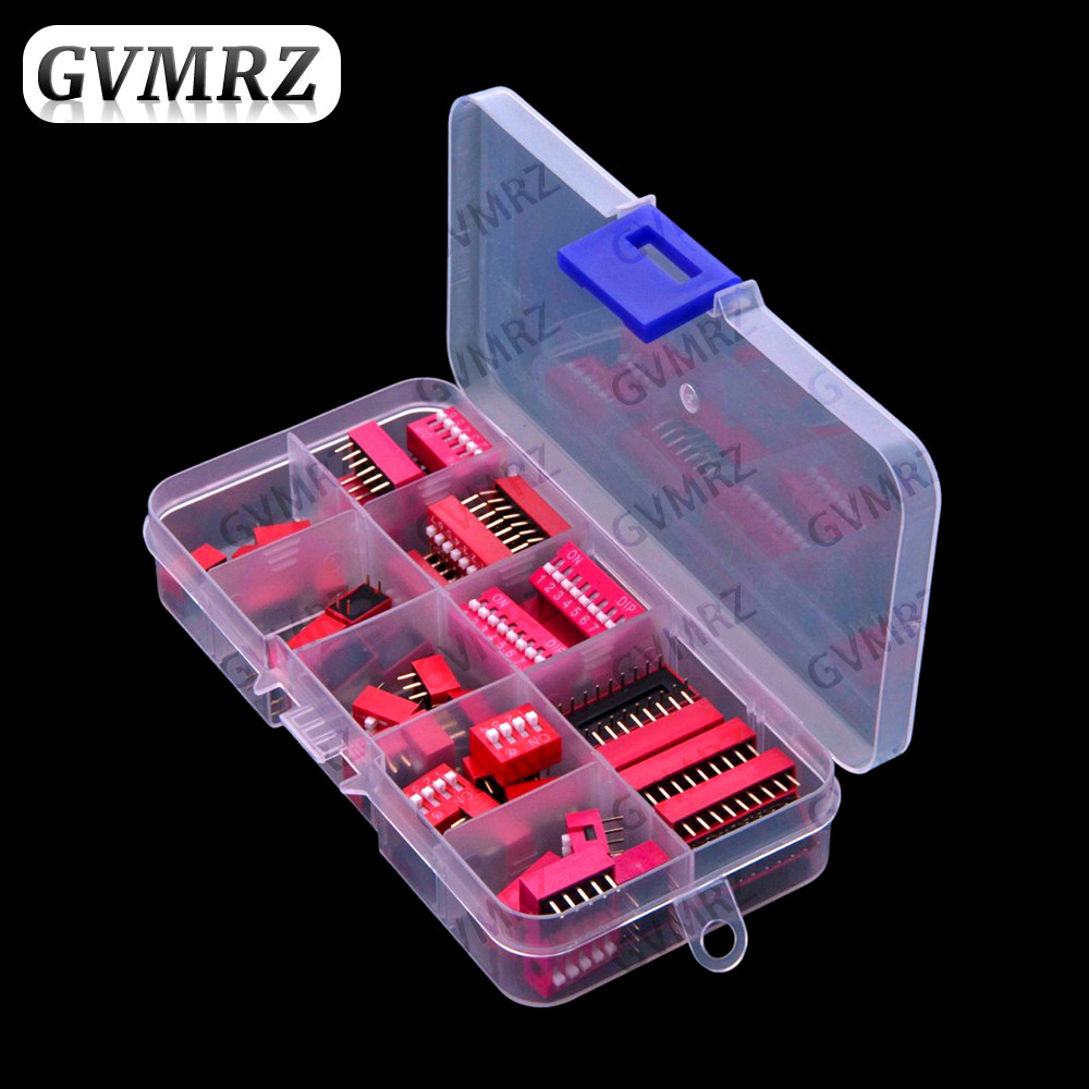 35 CÁI 9Values ​​Công tắc DIP 2.54mm 1P-9P Đỏ 1P 2P 3P 4P 6P 7P 8P 9P 1P-9P