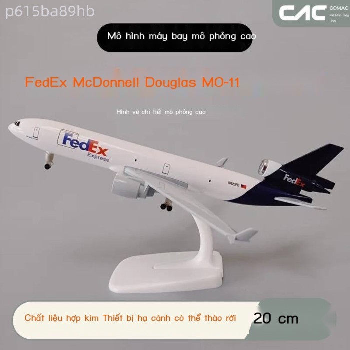 [SALE] Mô hình Dc10 có chân chống hạ cánh 20cm, vận tải Federal Fedex, máy bay mô phỏng hợp kim Mcd
