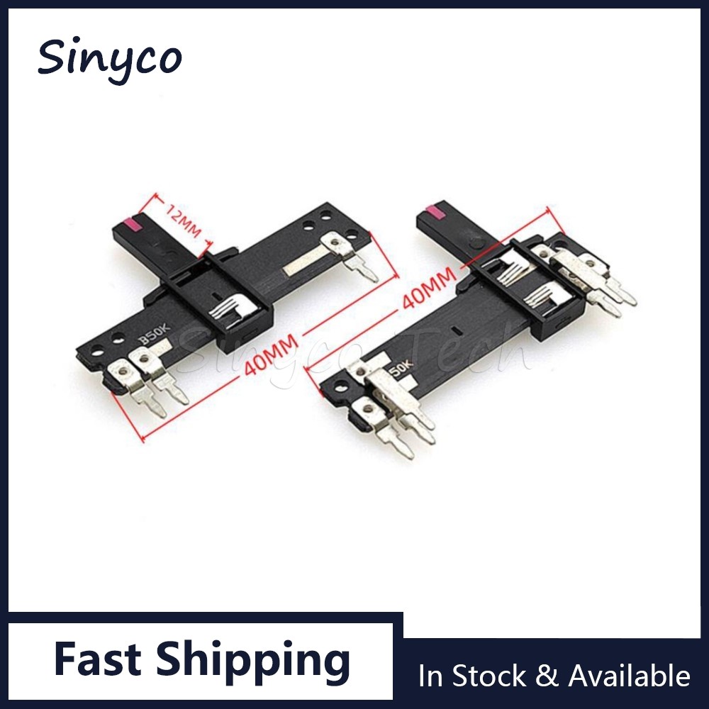 2 Chiếc 40MM Trượt Thẳng Potentiometer B50K Đơn 3Pin Dual 6Pin Tay Cầm Chiều Dài 12mm SC207 4CM 50K 