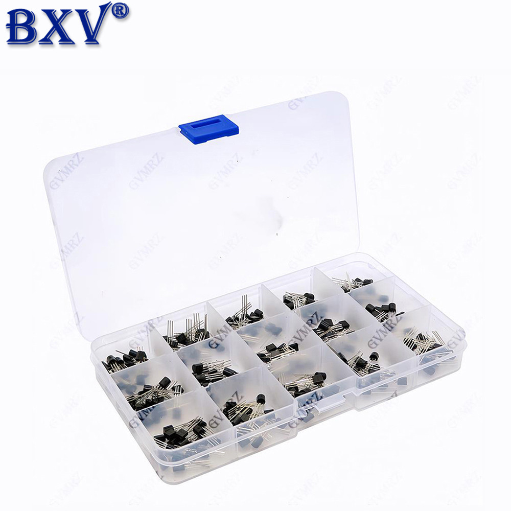 Bộ phân loại Transistor 300 CÁI TO-92 - 15 giá trị (NPN & PNP BJT Mix: 2N2222, S8050, 2N3904) cho Ar